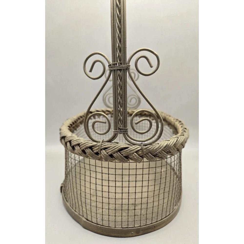 Vintage Gold Toned Oval Mesh Metal Basket Woven Wicker Rim B#33